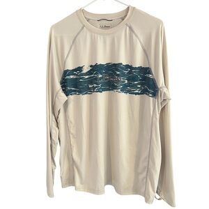 L.L.Bean Rash Guard Swim Shirt Men’s Large UPF Zip Pocket Surf Swim Outdoor Tee